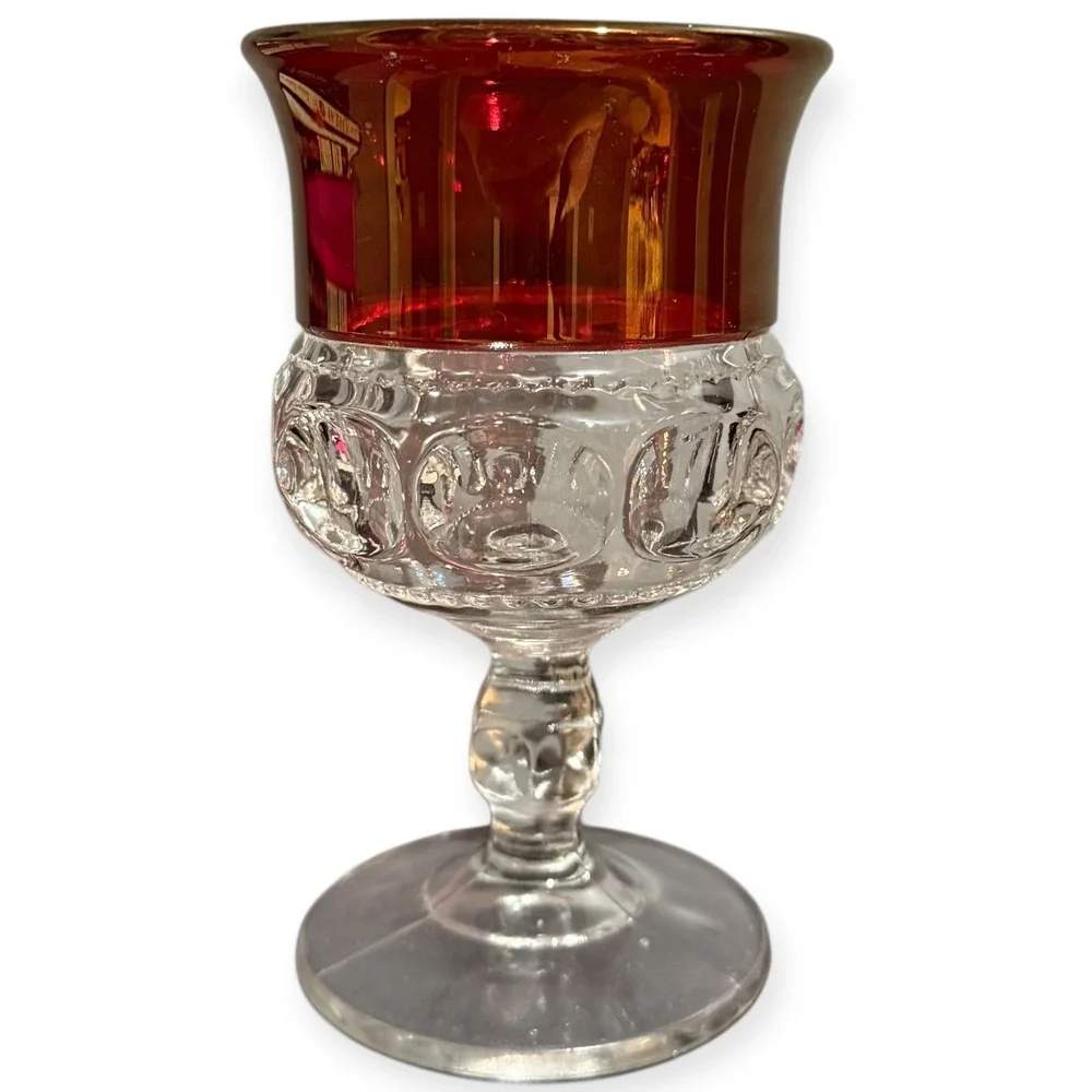 Vintage Tiffin Franciscan Ruby Red Kings Crown Goblet